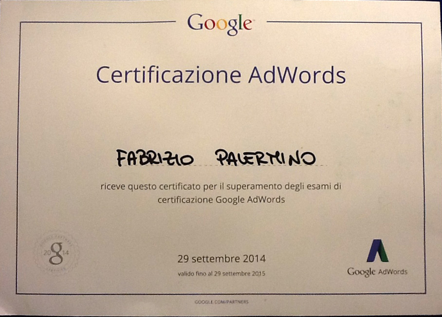 foto_Certificato_Google_Adwords_Palermino_fabrizio